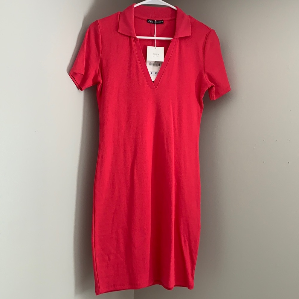 Zara hot pink body con dress